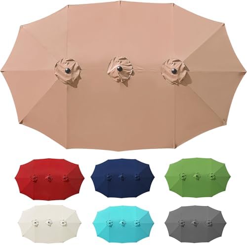 12 patio umbrella replacement cover Amazon.com : Strong Camel 12 Ribs Umbrella Cover Canopy Replacement for 15'  Double-Sided Patio Umbrella, Frame NOT Included (Beige) : Patio, Lawn &  Garden