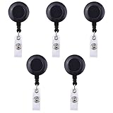 Outus 5 Pack Retractable Reel ID Badge Holder Reel with Belt Clip, Black