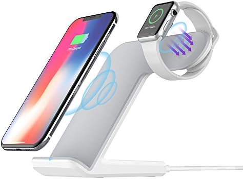 FDGAO Wireless Charger with QC 3.0 Adapter, Fast Wireless Charging Stand 2 in 1 Compatible with Apple Watch 4/3/2, iPhone Xs/XS MAX/X/8/8 Plus, Samsung Galaxy S9/S9+/S8+/Note8 and More