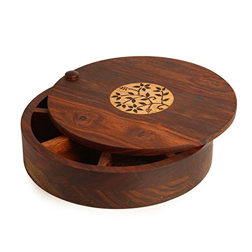 usa free shipping ExclusiveLane Spice Box With Floral Burnt Design In