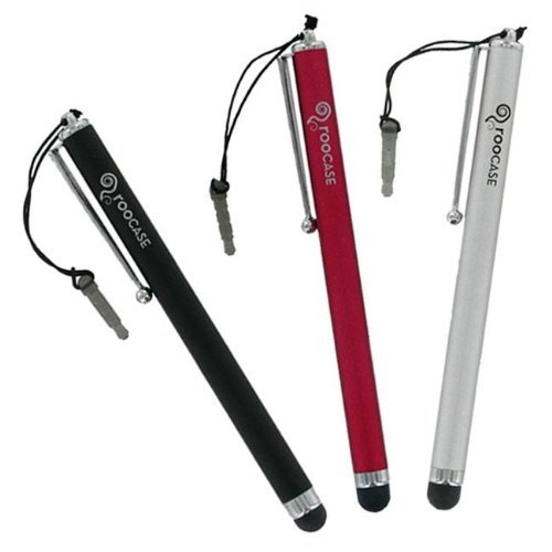 rooCASE 3-Pack (Black / Silver / Red) Capacitive Stylus for Apple iPad 2 / iPad 3 / The new iPad / Amazon Kindle Fire Android Tablet / Asus Transformer PRIME TF201 TF300 / Google Nexus Asus Memo ME370T / Motorola XYBOARD / Samsung GALAXY Tab 2 7.0 10.1 / Acer Iconia A200 A510 A700 / Toshiba Excite AT305 AT200