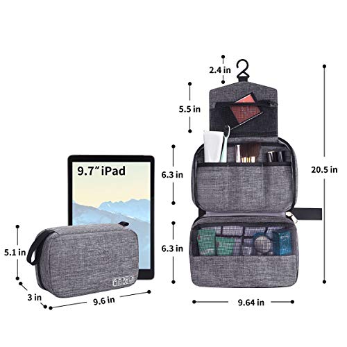 Travel Toiletry Bag Dopp Kit, Waterproof Hanging Toiletries Shaving Organizer Hygiene Bag for Women Men Compact Portable Gym Shower Bathroom Toiletry Storage Bag (Gray) 6 Travel Toiletry Bag Dopp Kit, Waterproof Hanging Toiletries Shaving Organizer Hygiene Bag for Women Men Compact Portable Gym Shower Bathroom Toiletry Storage Bag (Gray)