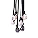 3 Cultured Pearls Pendant Necklace on Black Suede Leather Cord Beaded Y-Shaped Jewelry for Women Black
