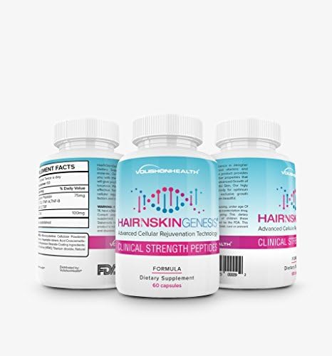 All Natural Hair, Skin and Nails Dietary Supplement by HairNSkinGenesis, 180 Count - The Golden Key To Natural Beauty and Health