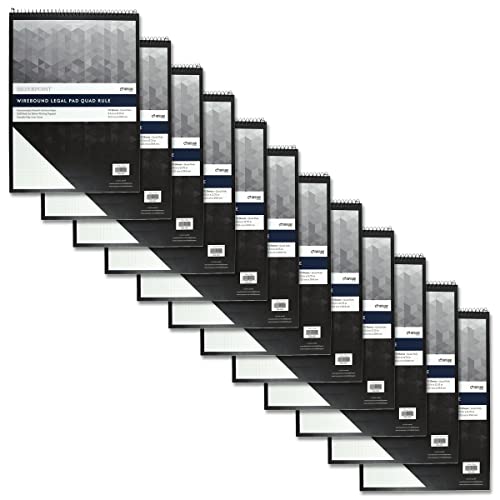 Top Flight Silverpoint Top Wire Pad, Heavy Back, Quadrille Rule, 8.5 x 11.75 In…