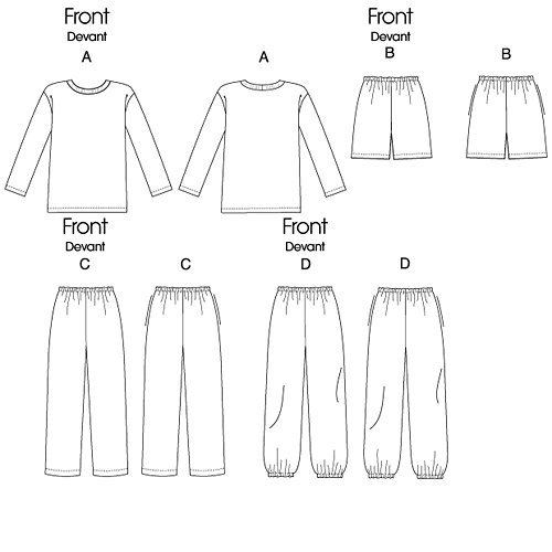 Butterick Patterns B5572 Misses'/Men's/Children's/Boys'/Girls' Top, Shorts and Pants, Size KID [(3-4) (5-6) (7-8) (10-12)]