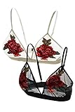 Megan apparel Women's 2 Pack Floral Lace Bralette Breathable Sexy Racerback Lace Bra Bustier