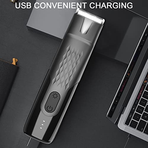 Electric Trimmer for Men, Tensine Ball & Groin Hair Trimmer, Pubic Hair Trimmer for Men, Replaceable Ceramic Blade Heads, IPX7 Waterproof Wet/Dry Men Grooming Kit, 90 Minute Battery Life