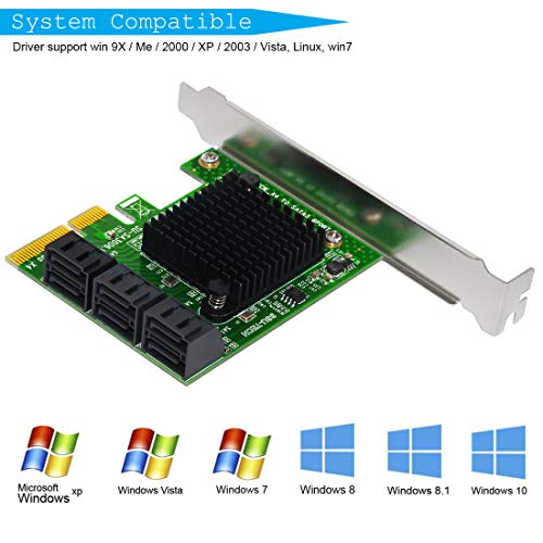 Expansion Card,Ubit Riser Card,PCIe 2.0 X2 to SATA III 6-Port Adapter Card (ASM Chipset) for IPFS Mining,Pci-e to SATA3.0 Expansion Card,SATA3.0 Riser Card 6G IPFS Hard Disk Expansion Card