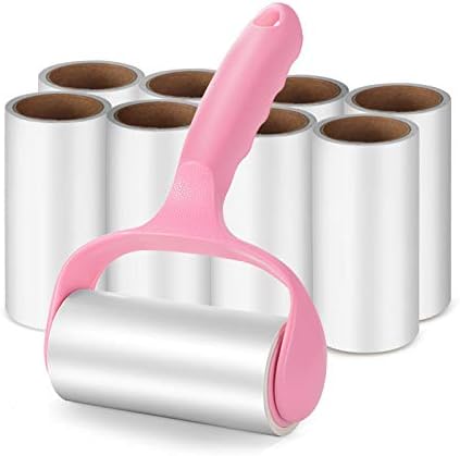 Lint Roller Set,9 Refills 540Total Sheets,Super Sticky Pet Hair Remover Kit, Adhesive Lint Brush for Clothes,Carpet,Car Seats,Dust,Dogs,Cats (1Handle+9Refills)