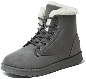 Womens Winter Suede (leather) Snow Ankle Boots Faux Fur Flat Shoes