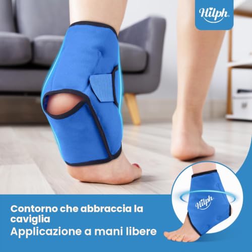 Hilph Reusable Ankle Ice Bag, Cold and Warm Therapy Bag for Ankle with Adjustable Strap - Reduces Pain, Swelling from Sprains, Stretches and Inflammations
