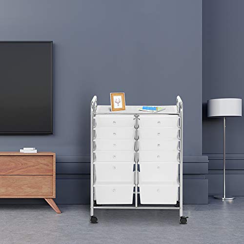 TUFFIOM 12Drawer Rolling Cart with Drawers, Organizer Cart Tool Cart