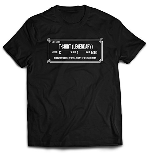 Men's Skyrim Inspired Legendary T-Shirt (XX-Large, Black)