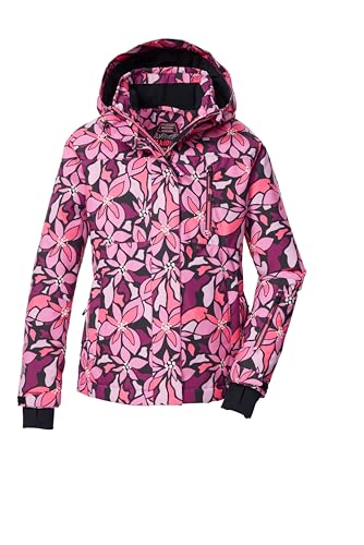 Killtec Mädchen Skijacke/Funktionsjacke mit Kapuze und Schneefang KSW 211 GRLS SKI JCKT, dunkelstein AOP, 116, 43598-000