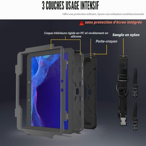 Gerutek Shockproof Case for Samsung Galaxy Tab Active5 Pro/Active 4 Pro/Active Pro (2025/2022/2019), 10.1 Inch, Rugged Case with Rotating Stand, Hand Strap & Shoulder Strap, Pen Holder, Black