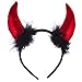LUX ACCESSORIES Halloween Red Black Fuzzy Sexy Devil Cosplay Party Costume Accessory Set (3pcs)
