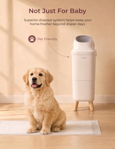 Momcozy Bote de Pañales con Control de Olores Patentado de Triple Sellado, Apertura Amplia, Altura Ergonómica, Gran Capacidad con Ventana de Visualización, Cierre de Seguridad a Prueba de Niños