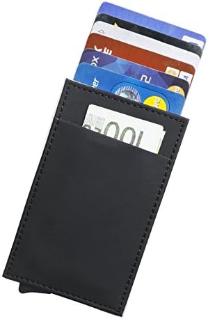 Credit Cards Wallet - CashNox RFID Blocking Business Credit Card Holder Aluminum Automatic Pop-up Card Case (Silver(with money slot T))