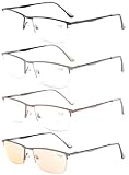 Eyekepper 4-Pack Quality Spring Hinges Half-Rim Reading Glasses Include Computer Readers +3.5