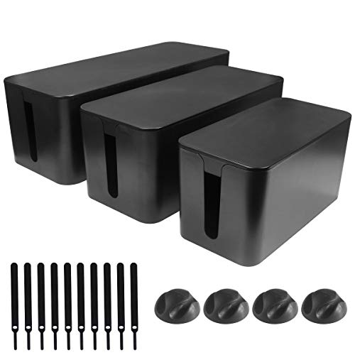 Kabelmanagementbox-Set, 3 Größen, Kabel-Organizer-Box zum Verstecken von Drähten, Steckdosenleisten, Elektrokabeln von Fernsehern, Computern – elektri
