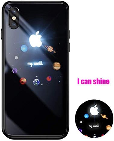 Glowing Phone Case for iphoneX/XR/XS/Xs Max/7/8/7plus/8plus, LED Light iPhone Case Glowing Light Up Logo Case Illuminate Covers Tempered Glass Back Cover Protective Case