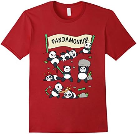 Mens Funny Panda T-Shirt Pandamonium Fighting Panda Gift Shirt Medium Cranberry