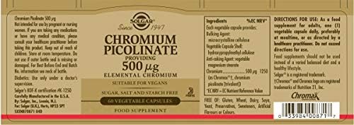 Solgar Chromium Picolinate 500 µg Vegetable Capsules, Pack of 60, Balances Blood Glucose Levels, Supports The Metabolism - Image 3