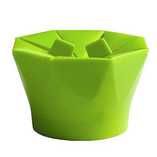 Sweetdecor Foldable Food-Grade Silicone Popcorn Popper,Collapsible Popcorn Bowl with Lid - DIY Microwave Popcorn Maker Healthy Machine - BPA-Free FDA Approved (Green) - Thumbnail 2