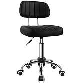 BFTOU Black Square Swivel Stool with Wheel for Work SPA Shop Massage Height-Adjustable and Cost-Effective Rolling Stool Chair