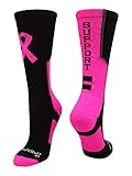 MadSportsStuff Pink Ribbon Breast Cancer Awareness Support Athletic Crew Socks