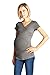 LaClef Women's Crossover V Neck Short Sleeve Nursing Breastfeeding Tops (Medium, Charcoal)
