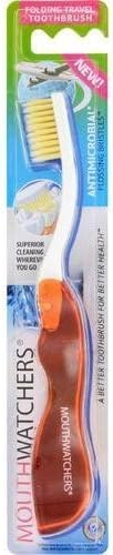 Mouth Watchers Antimicrobial Toothbrushes Red Soft Travel - 3PC