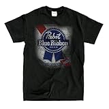 Hot Chrome Mens Pabst Blue Ribbon Mens T-Shirt Large Black
