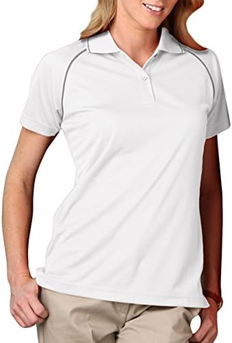 Blue Generation BG6220 - LADIES' WICKING POLO WITH CONTRAST PIPING (Medium, White)