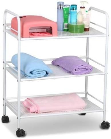 Professional 3 Tiers Shelf Large Hair Beauty Salon Trolley Cart - 4 Lockable Castors with Accident Prevention Rail On Each Layer | Load Upto 60lbs Mostly Used for Spa Storage Dentist Wax Organizer