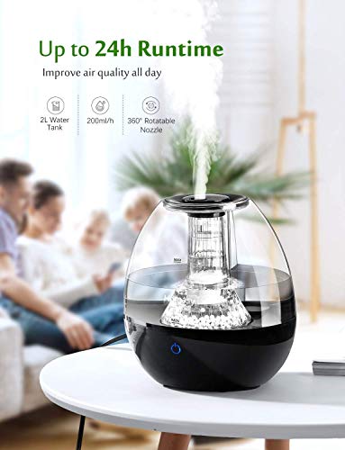 Homasy Cool Mist Humidifier, Top-Fill Humidifier for Bedroom, Quiet Ultrasonic Humidifier with Unique Stones Filter, Touch-Control with 3 Mist Modes, 12-24h Working Time, Auto Shut-Off