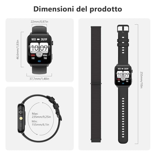 Blackview Smartwatch for Men and Women, Make and Answer Calls, 1.91 Inch Smart Watch 100+ Sports Modes/Sleep/Heart Rate Monitor/SpO2/Flashlight for Android IOS