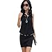 Lady Women's OL Sleeveless Crew Neck Casual Chiffon Sundress Mini Dress S M L XL