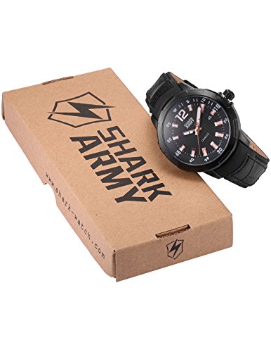 SHARK ARMY Reloj Hombre de Cuarzo, Correa de Cuero Negro, con Calentario SAW157 - Imagen 8