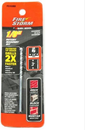 Black &amp; Decker Fire Storm 1/8" x 3" Rotary Masonry Bit- FS103RD