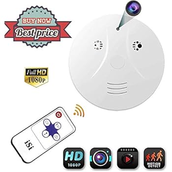Viiwuu Smoke Detector Camera, Amayia Upgrate Hidden Cameras 1080P Video Camera for Indoor Home Security Monitoring Nanny Cam Motion Detection Hidden Cameras Yellow