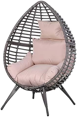 Rtyrytiiu garden furniture PE Rattan Outdoor Egg Chair w/Cushion Grey