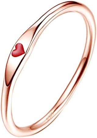 AVECON 925 Sterling Silver Simple Carve Heart Wedding Band Stackable Promise Ring for Her Size 9.5
