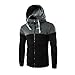 Allegra K Men Color Block Drawstring Kangaroo Pocket Front Zip Hoodie Jacket