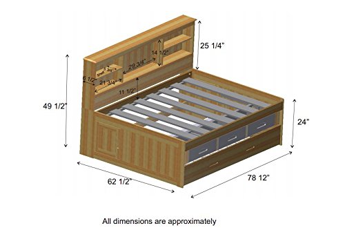 Discovery World Furniture Full Bookcase Daybed with 3 Drawers and Twin Trundle, Honey