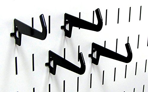 Wall Control 3-1/2in Reach Curved Tip Slotted Hook Pack - Slotted Metal Pegboard Hooks Pegboard and Slotted Tool Board - Black