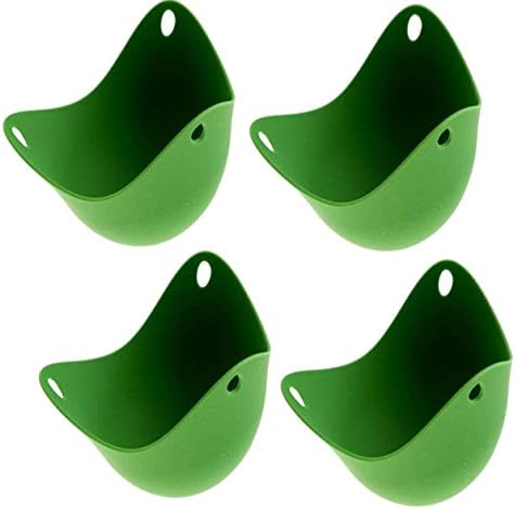 Egg Poachers Silicone PoachPod Molds Floating Egg Poaching Cup Silicone Cooking Poaching Pod Helps to Cook Poached Eggs 4 pack Green