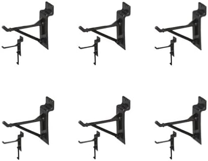 Jifram Easy Living 01100646 Easy Wall Bag of Six 3-Inch Plastic Slatwall Hooks with Removable Gussett, Black
