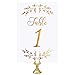 VNS Creations Gold Foil Table Numbers Cards. 4 x 6 Inches Double Sided Table Numbers perfect for Wedding, Receptions, Parties, Events, Banquets. Numbers 1-25 and Head Table Card Included.
